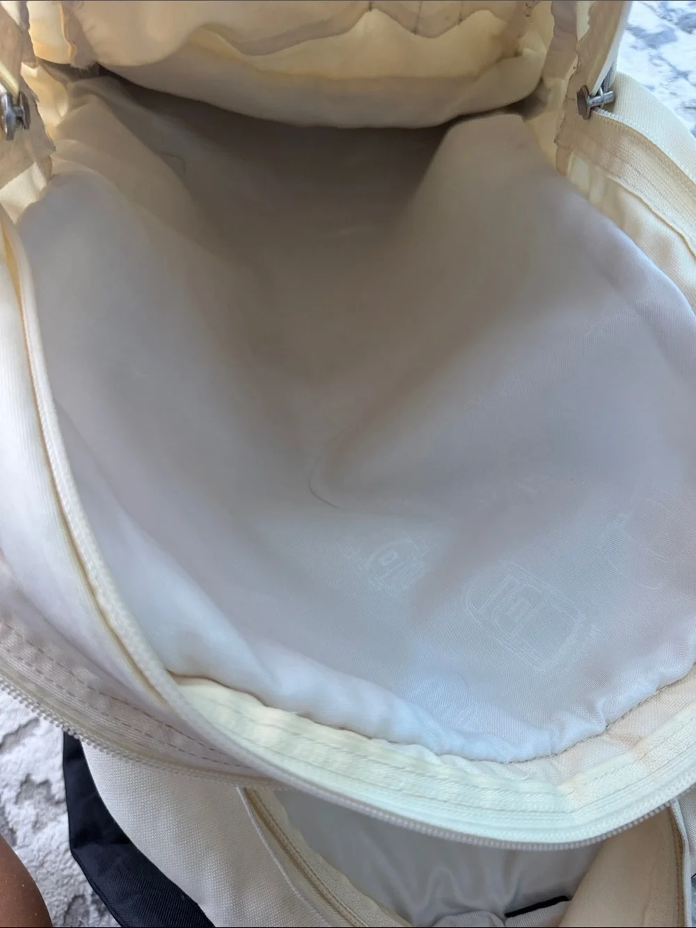 Jansport Cream Canvas Backpack with Brown Base
